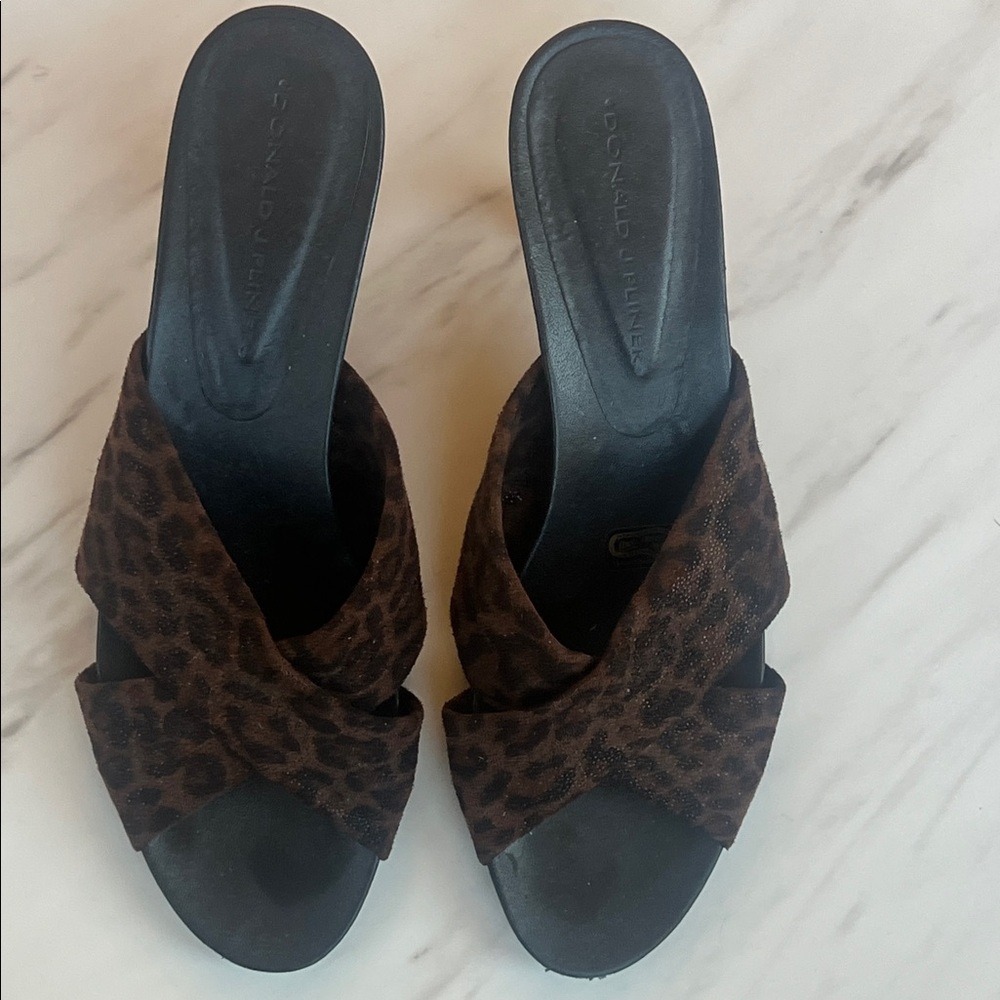 Donald J. Pliner Women's Black and Brown Leopard Mules